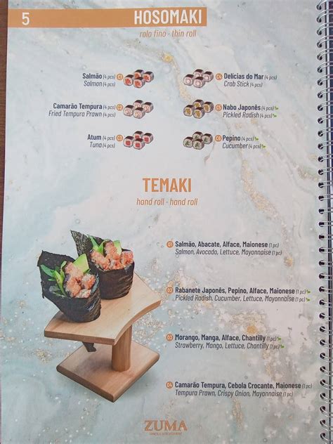 zuma sushi menu.